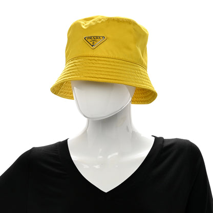 Prada Re-Nylon Metal Triangle Logo Mens Bucket Hat L Giallo 2 of 7