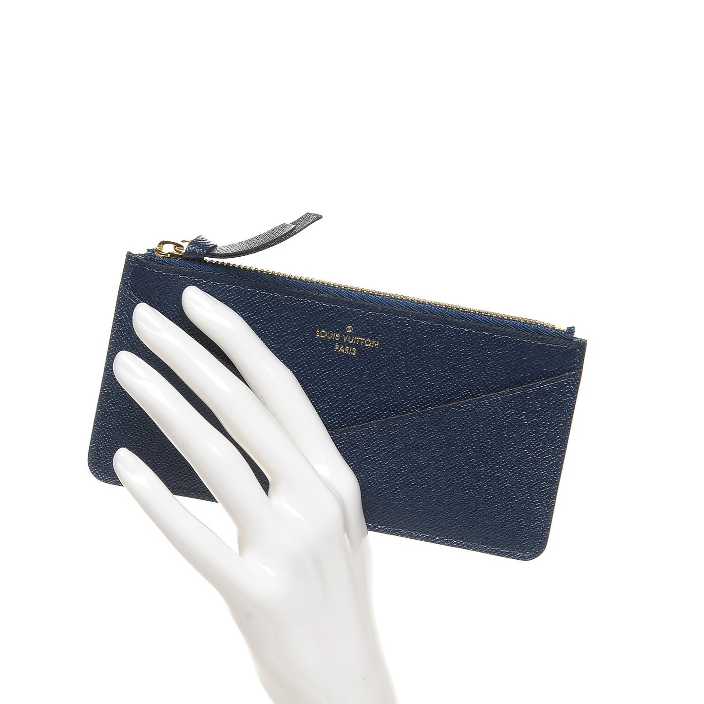Calfskin Jeanne Wallet Zippered Insert Dark Blue