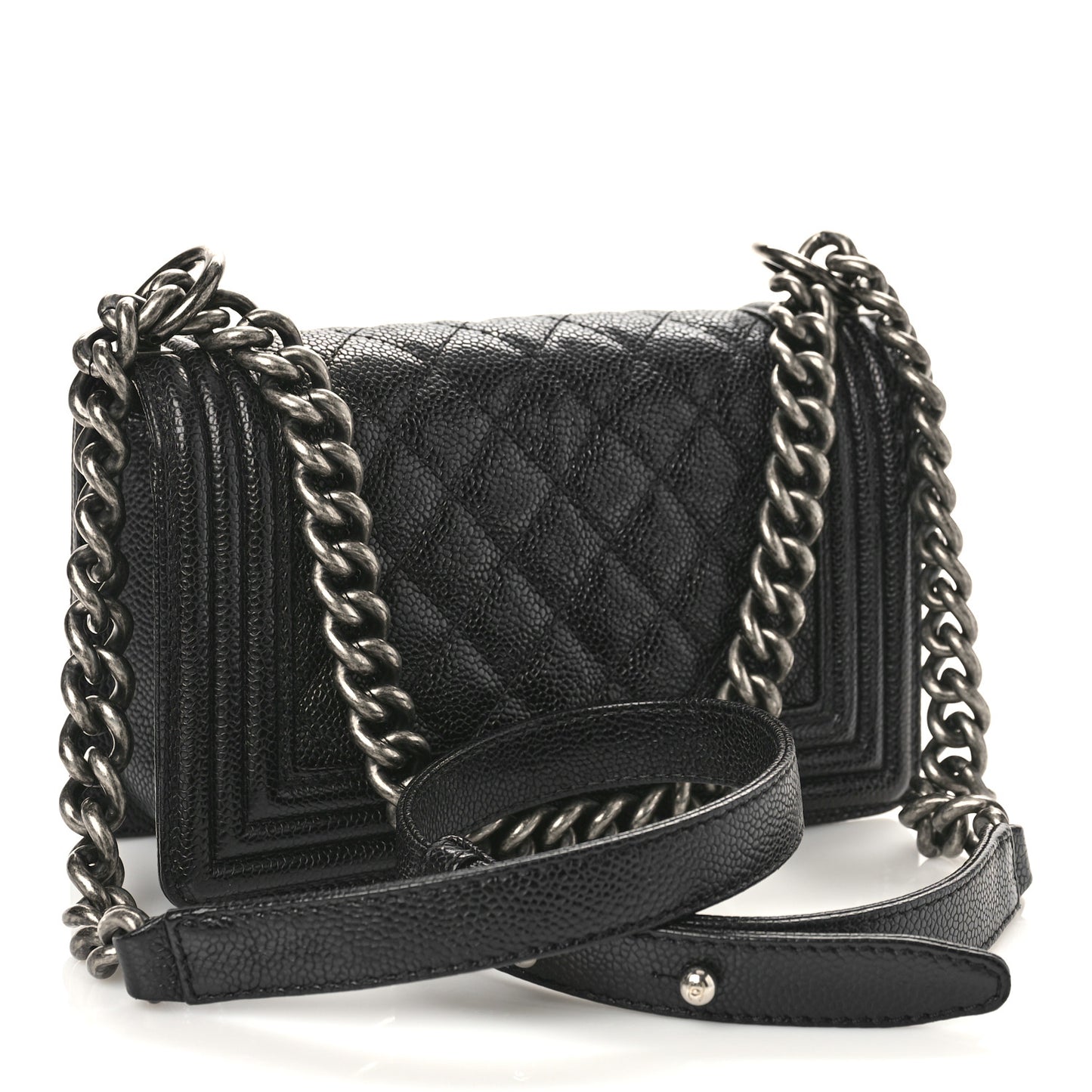 Caviar Quilted Small Boy Flap Black