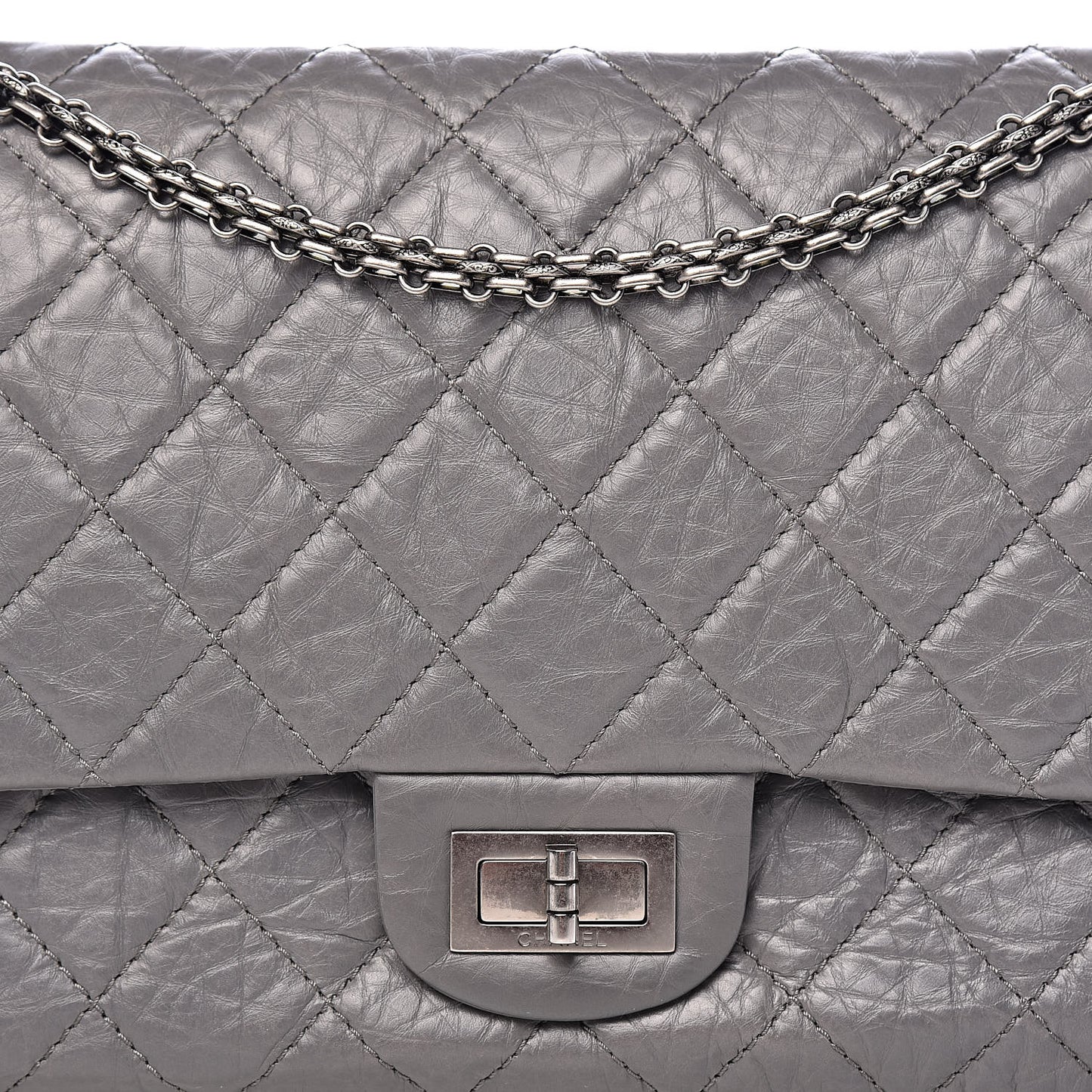 Aged Calfskin Quilted 2.55 Reissue 227 Flap Grey