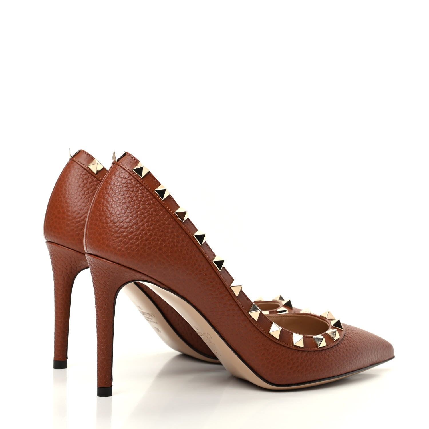 Valentino Garavani Pebbled Calfskin Rockstud 85mm Pumps 36 Cuoio 4 of 10