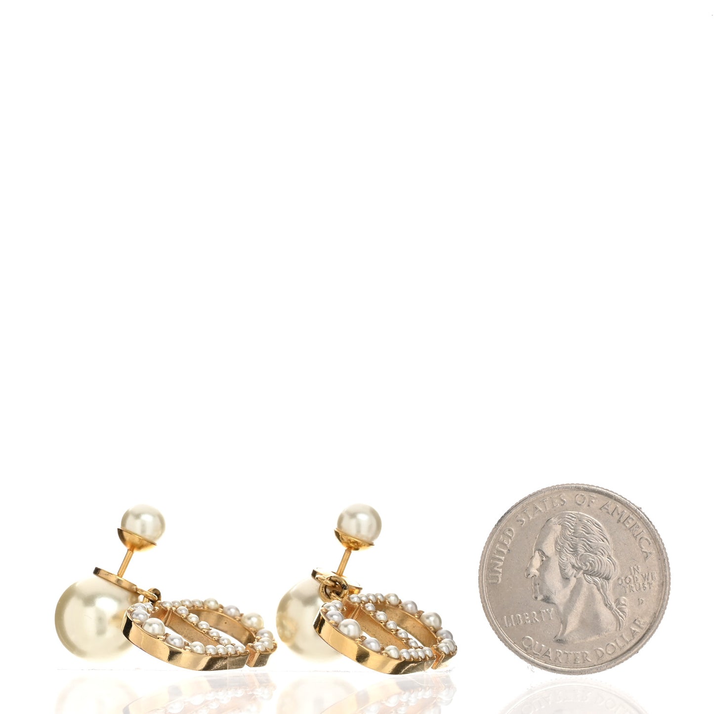 Pearl Tribal CD Drop Earrings Gold