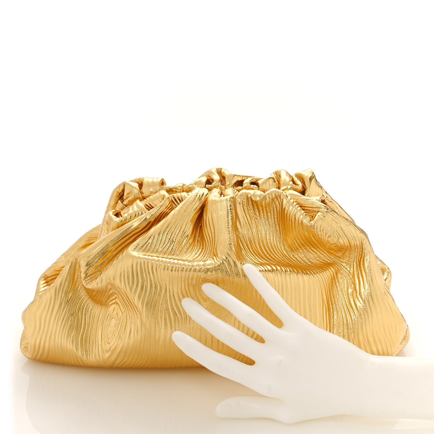 Metallic Bark Calfskin Embossed The Pouch Oversized Clutch Oro