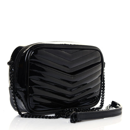 Saint Laurent Patent Calfskin Matelasse Monogram Mini Lou Camera Bag Black 5 of 15