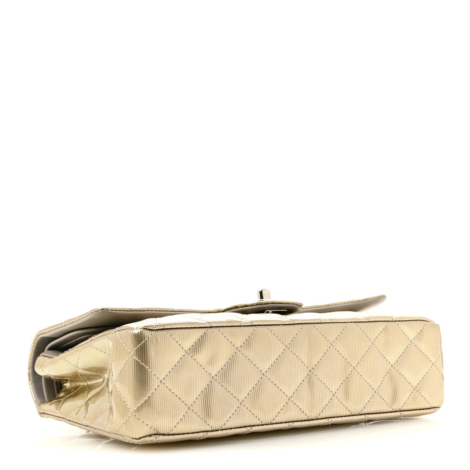 Chanel Striated Patent Quilted Medium Double Flap Gold 4 of 11