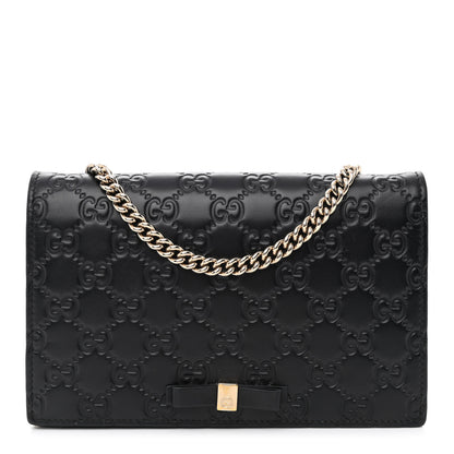 Gucci Guccissima Signature Bowy Chain Wallet Black 1 of 12