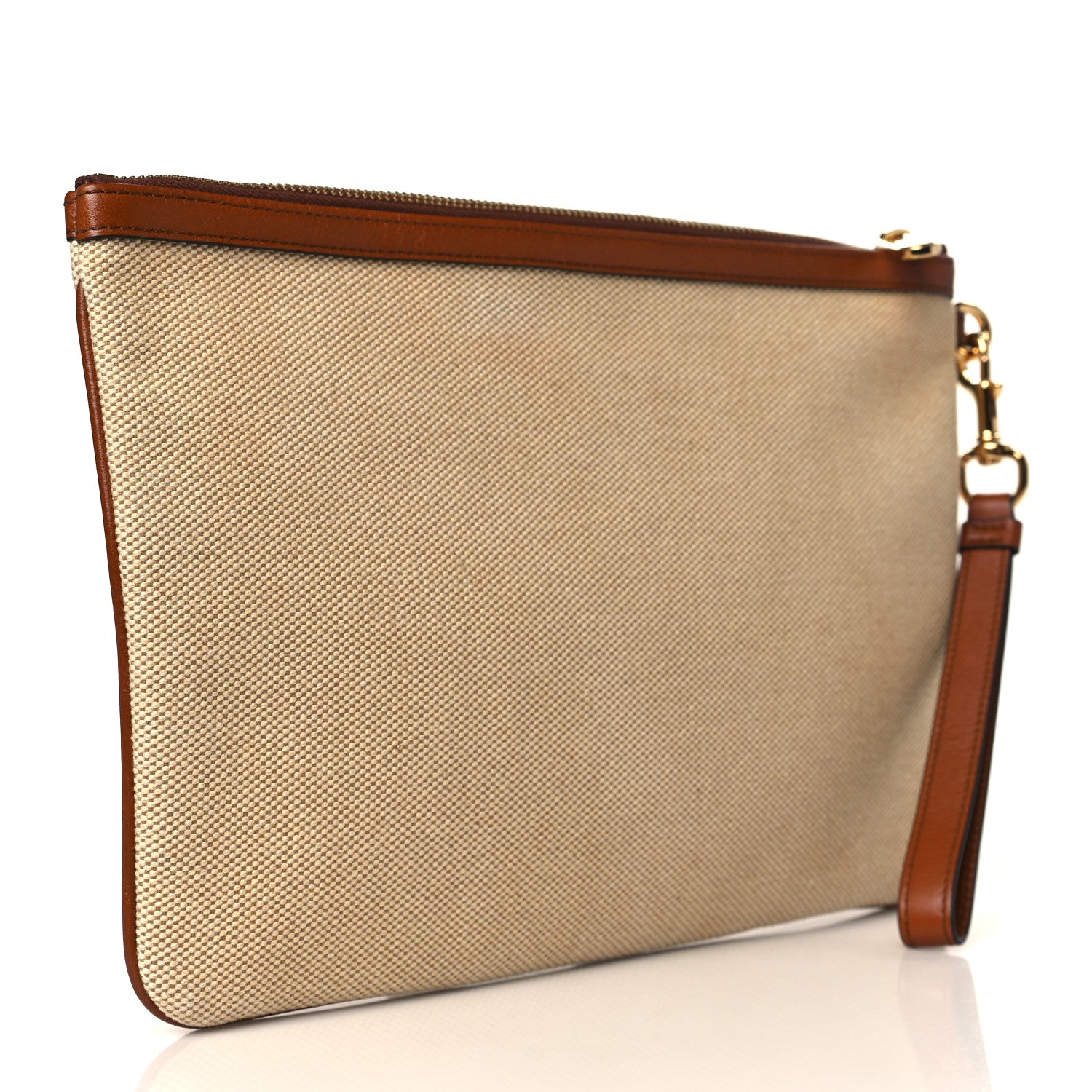 Gucci Vintage Canvas Web Pouch Sand Cuir 3 of 7