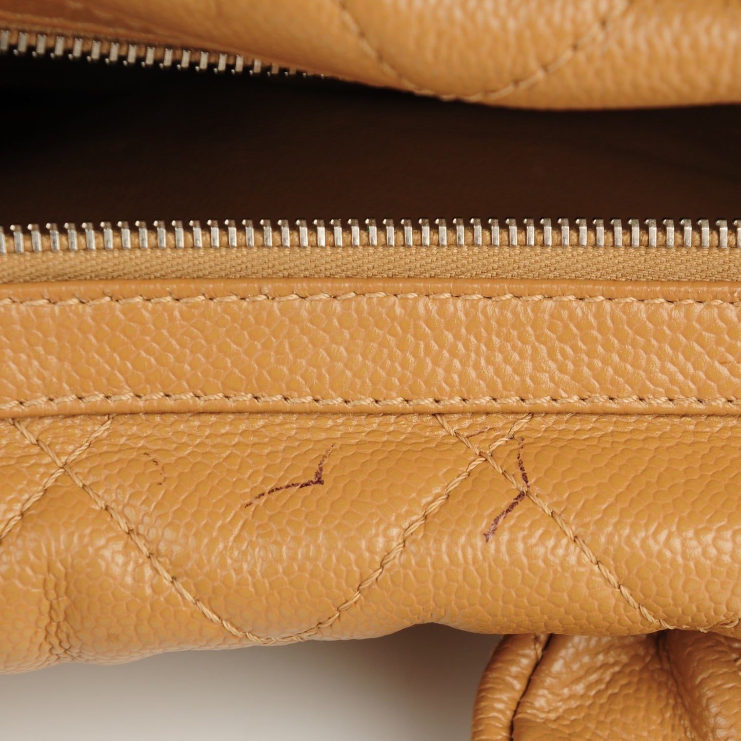 Caviar Quilted Timeless Bowler Dark Beige