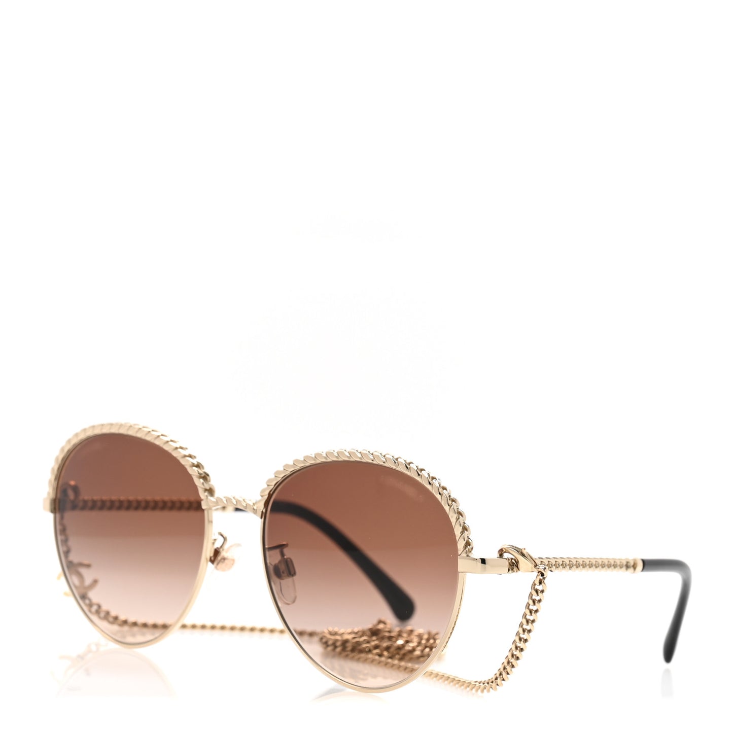 Metal Chain Round Pantos Sunglasses 4242 Brown