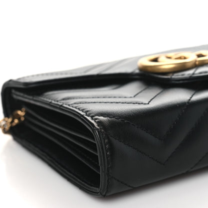 Gucci Calfskin Matelasse GG Marmont Chain Wallet Black 9 of 11