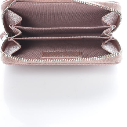 Chanel Metallic Caviar Chevron Quilted Vintage Mademoiselle Zip Coin Purse Pink 5 of 8