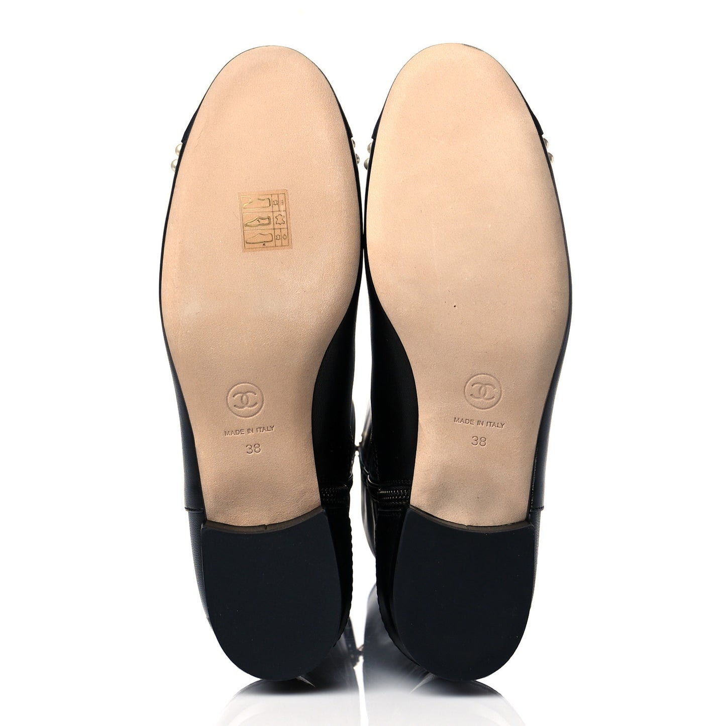 Calfskin Grosgrain Pearl Cap Toe High Boots 38 Black