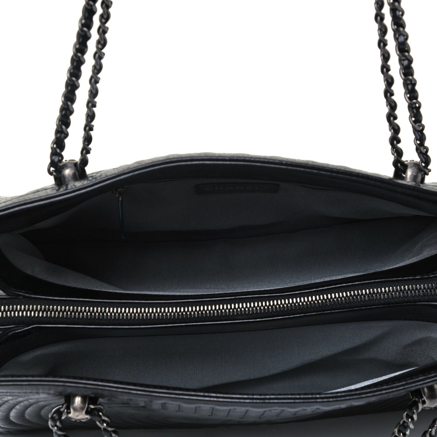 Glazed Calfskin Quilted Korean Garden Tote Black