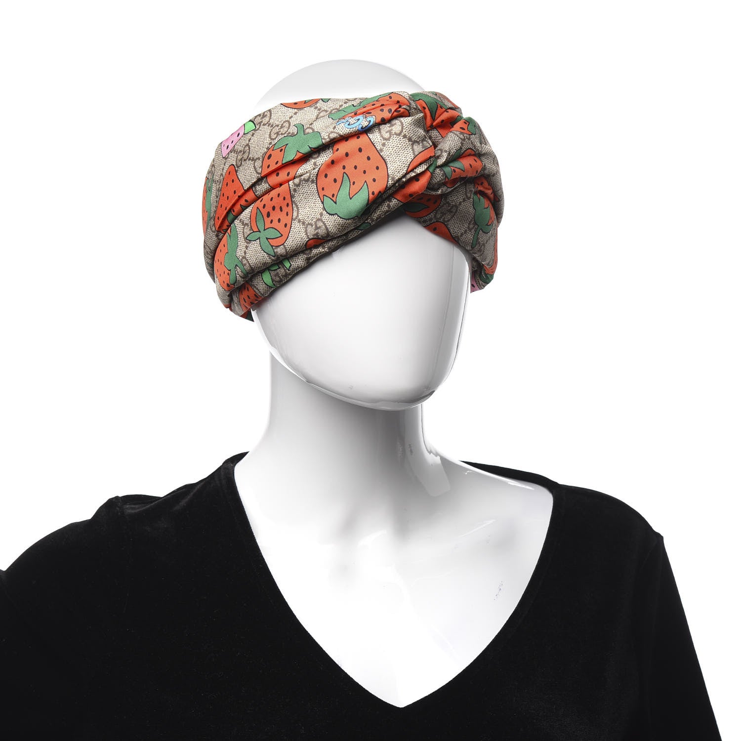 Gucci Silk Monogram Strawberry Print Headband M 2 of 4