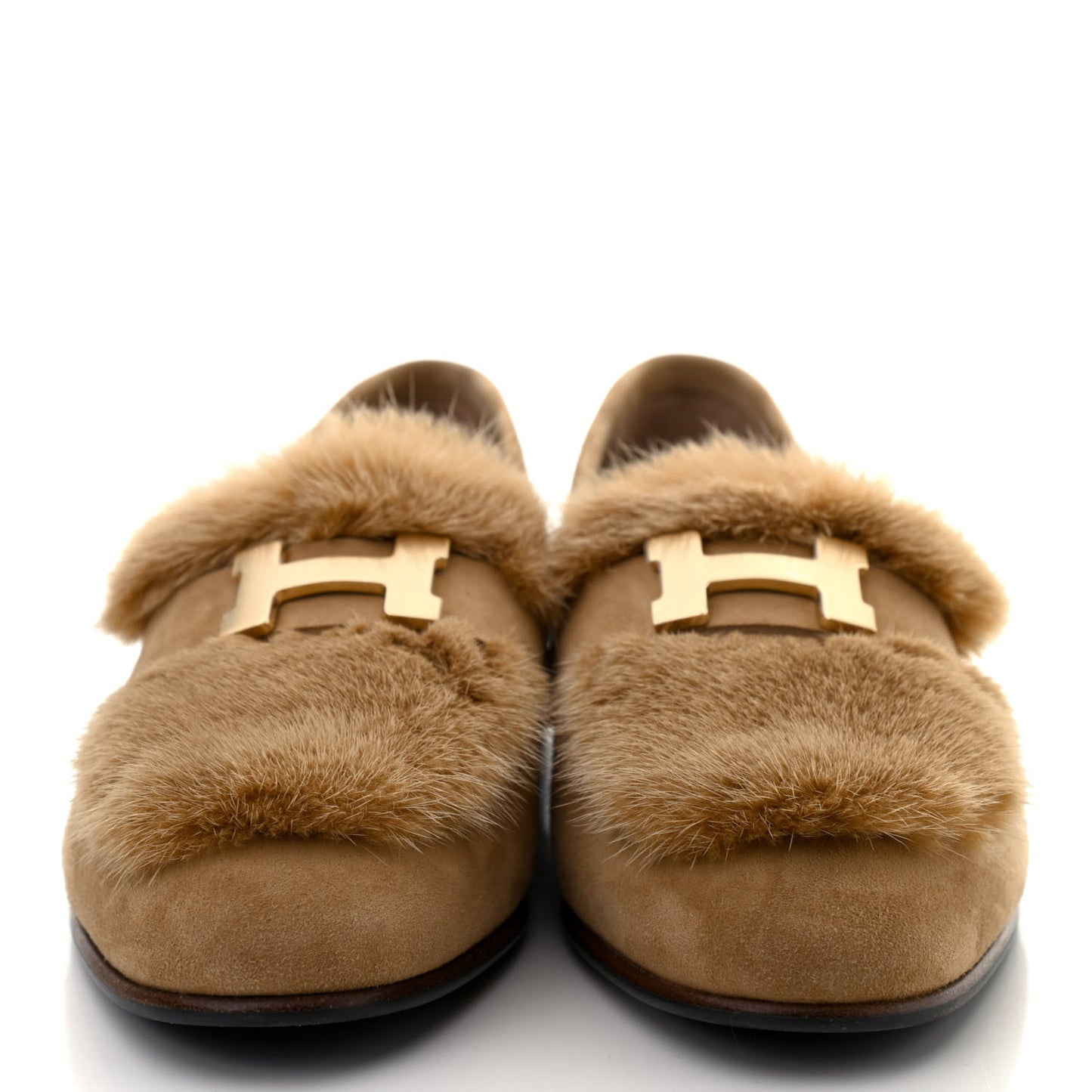 Mink Fur Suede Goatskin Paris Loafers 36 Marron Havane