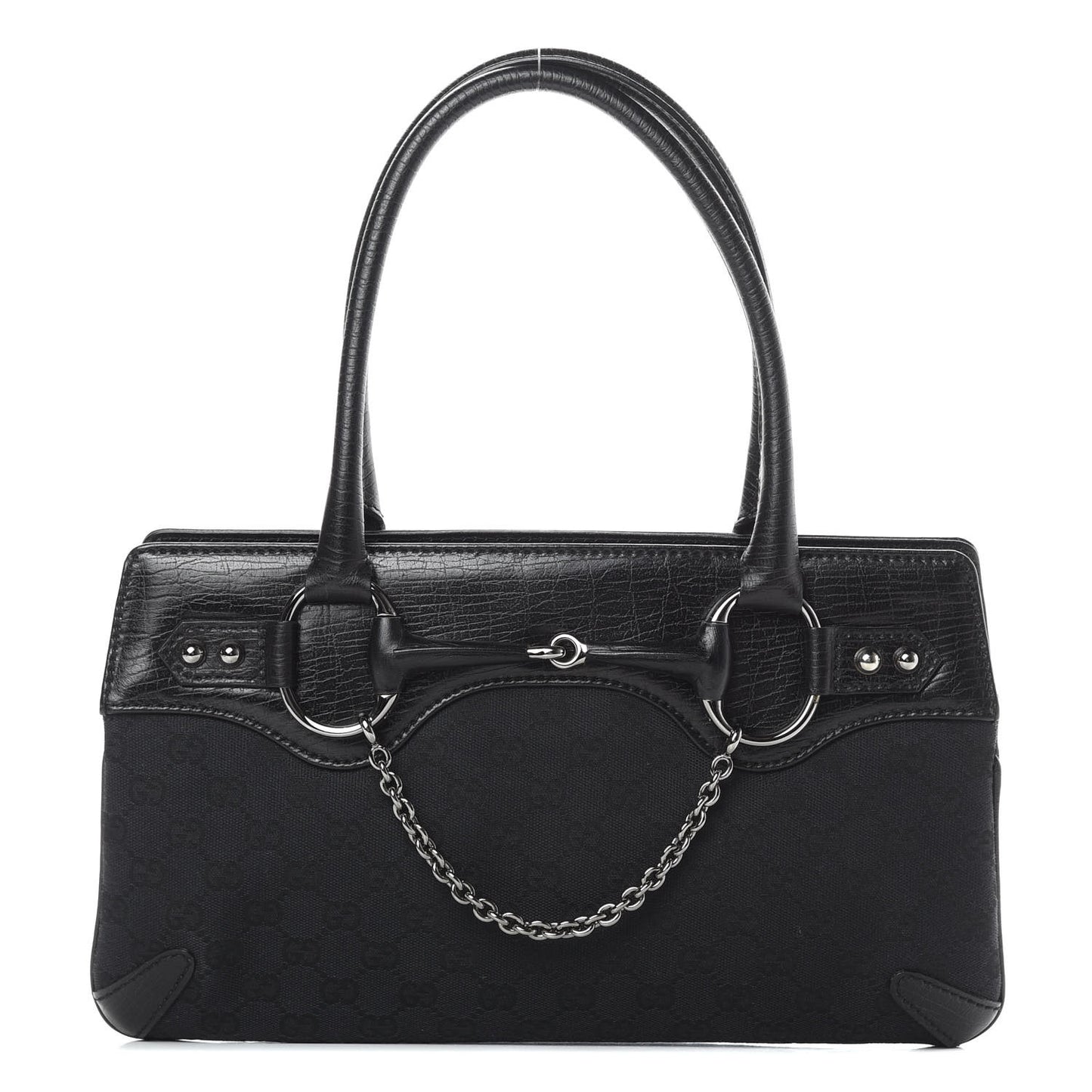 Monogram Horsebit Chain Shoulder Bag Black
