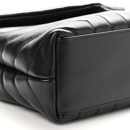 Saint Laurent Calfskin Y Quilted Monogram Small Loulou Chain Satchel Black 9 of 10