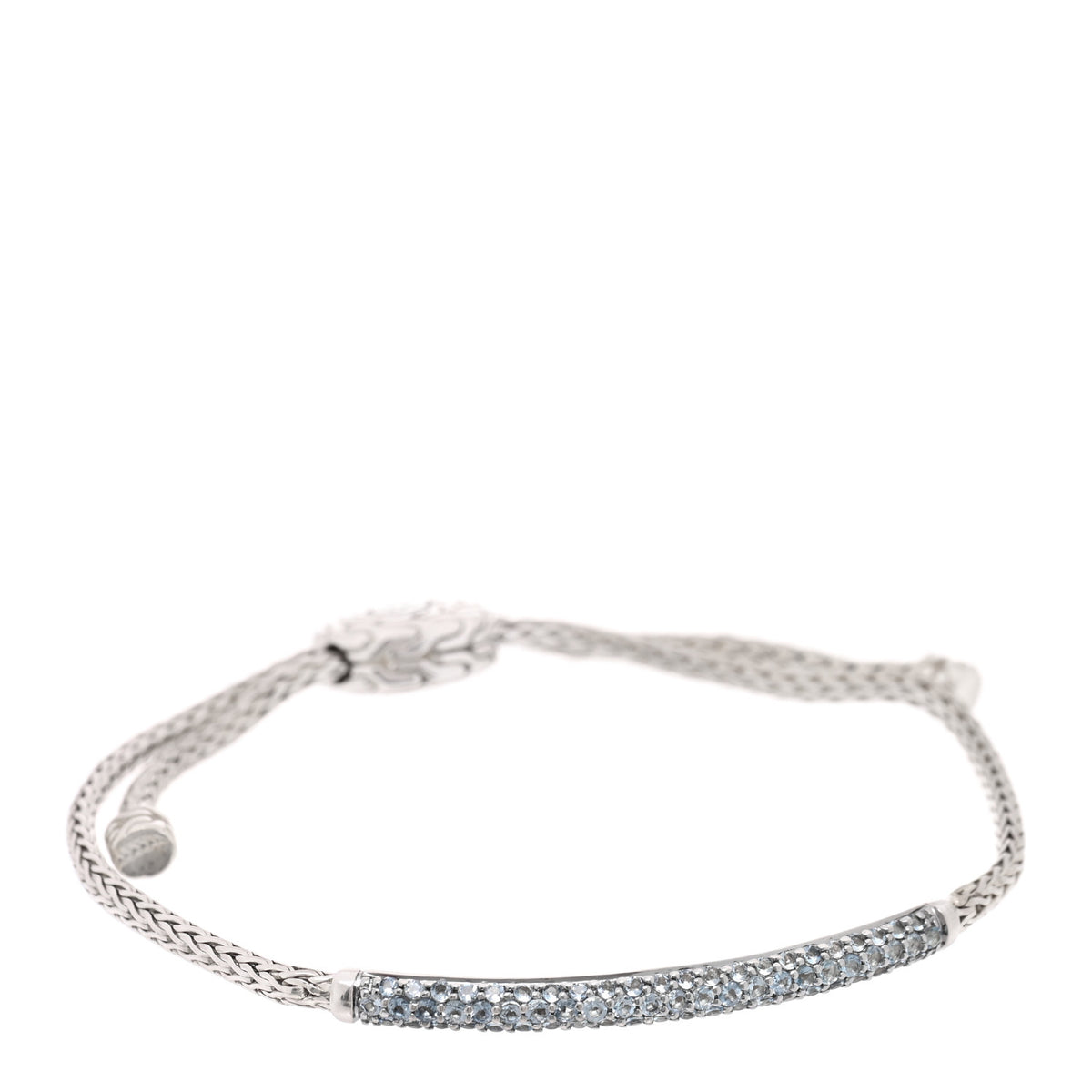 Sterling Silver Aquamarine Classic Chain Pull Through Bracelet