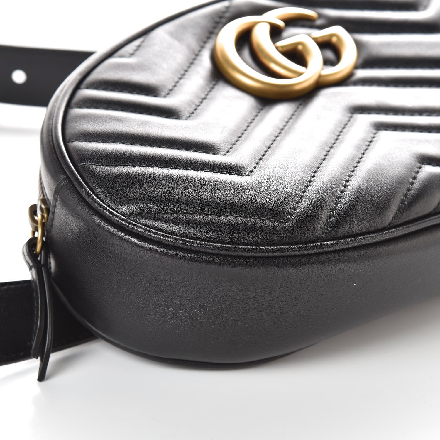 Gucci Calfskin Matelasse GG Marmont Belt Bag 105 42 Black 10 of 12
