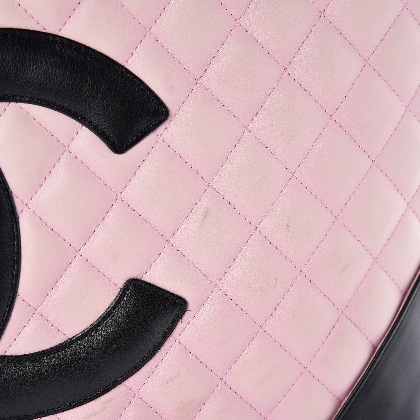 Calfskin Quilted Medium Cambon Tote Pink Black