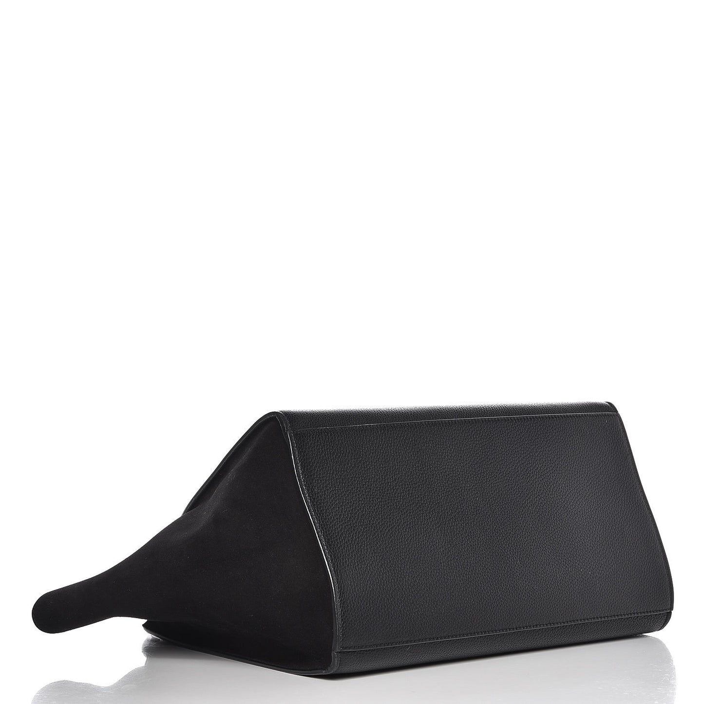Drummed Calfskin Suede Medium Trapeze Black