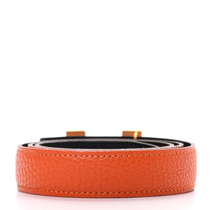Hermes Togo Box 24mm Constance H Belt 75 Orange Black 2 of 4