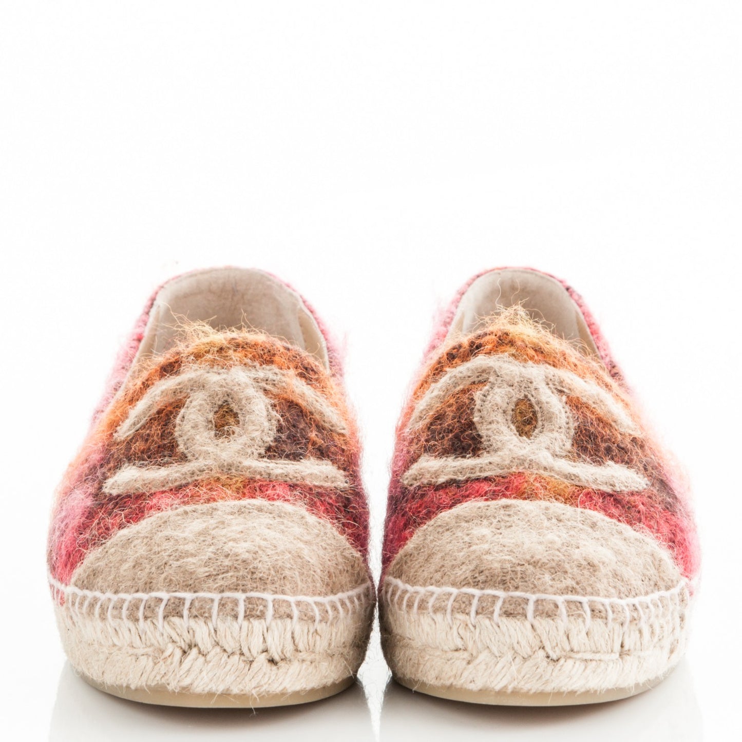 Tweed CC Espadrilles 39 Brown Pink Beige