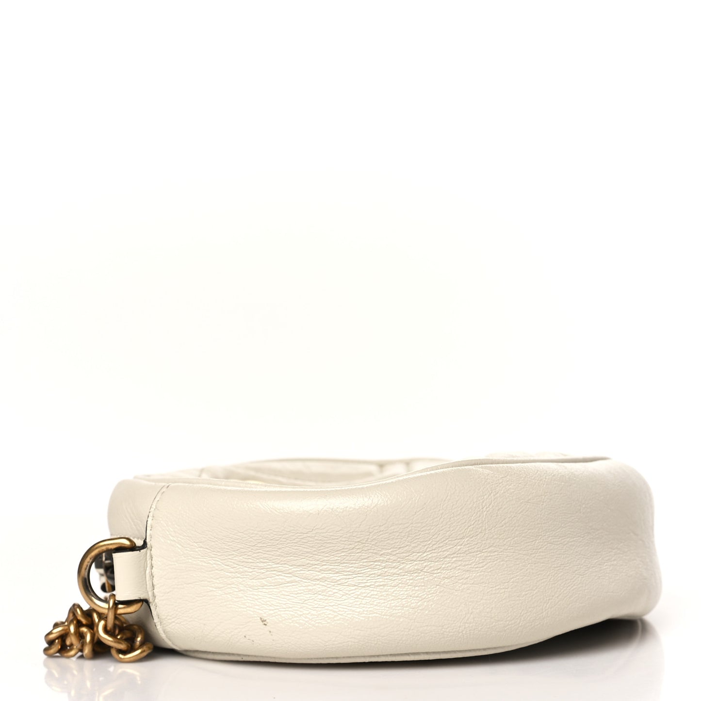 Calfskin Matelasse Mini GG Marmont Round Shoulder Bag White