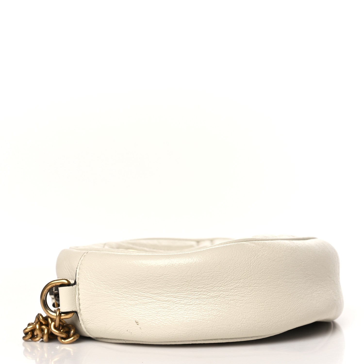 Gucci Calfskin Matelasse Mini GG Marmont Round Shoulder Bag White 4 of 12