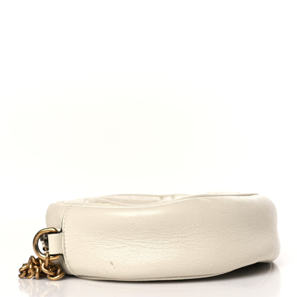 Gucci Calfskin Matelasse Mini GG Marmont Round Shoulder Bag White 4 of 12