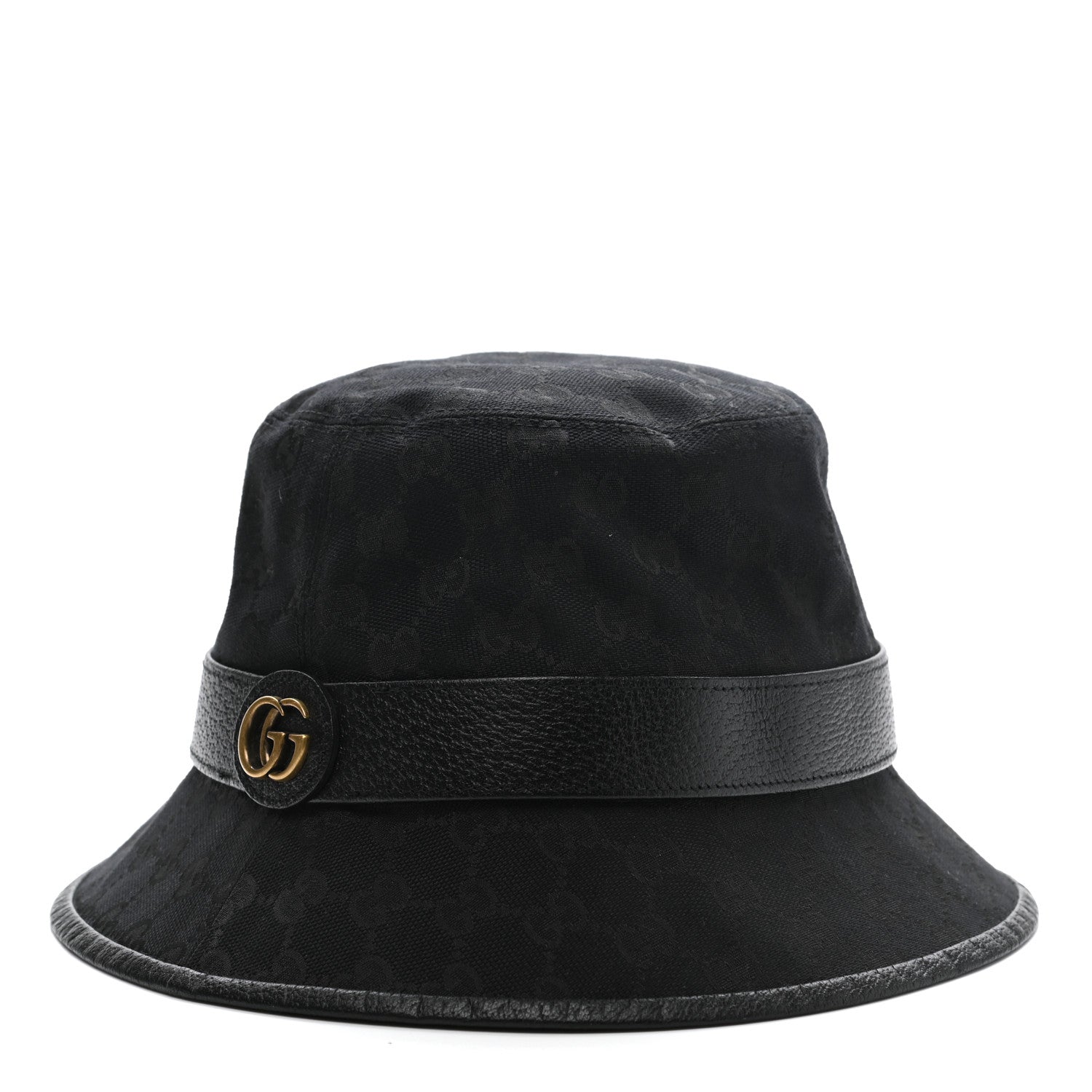 Gucci Monogram Textured Dollar Calfskin GG Jago Bucket Hat L Black 1 of 11