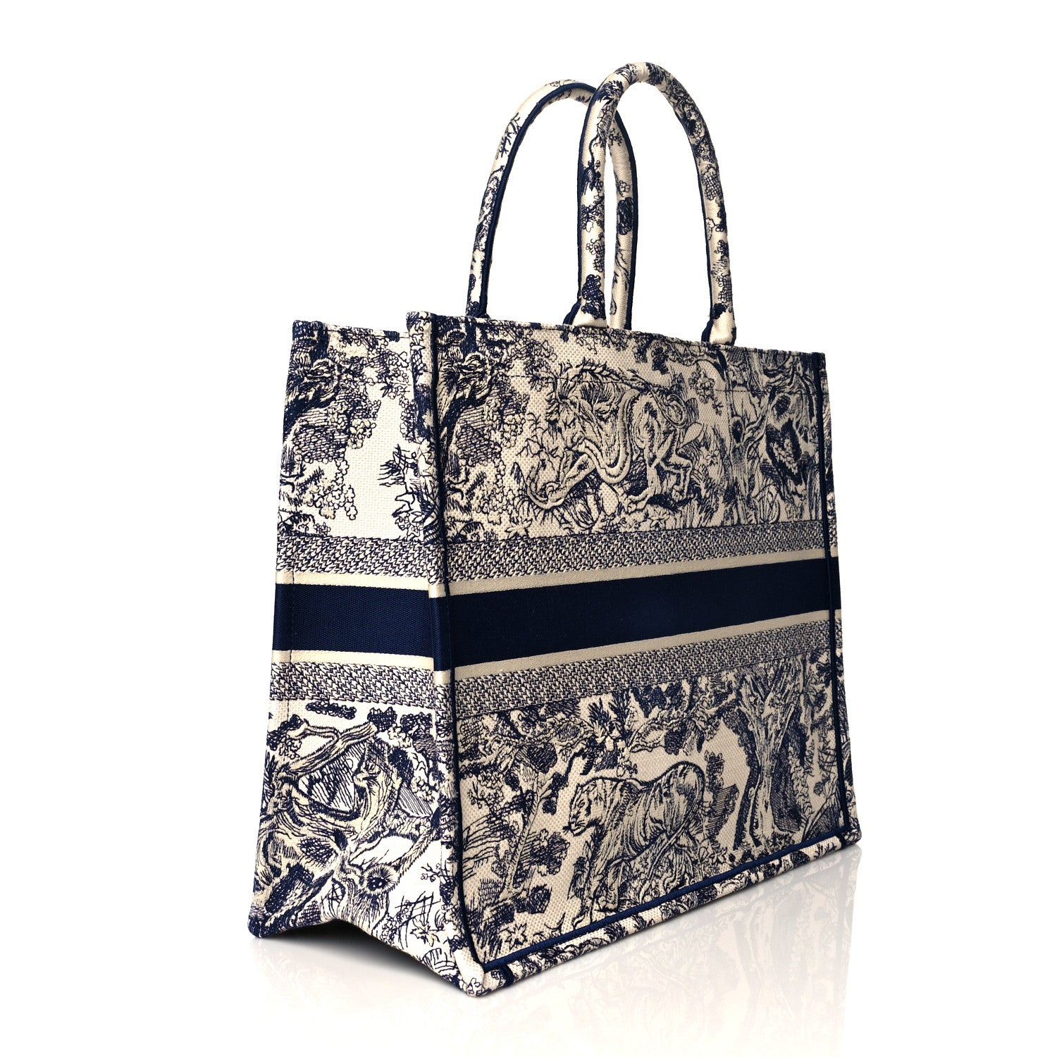 Christian Dior Canvas Embroidered Large Dioriviera Toile De Jouy Book Tote Blue 3 of 10