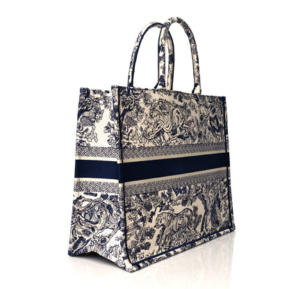 Christian Dior Canvas Embroidered Large Dioriviera Toile De Jouy Book Tote Blue 3 of 10