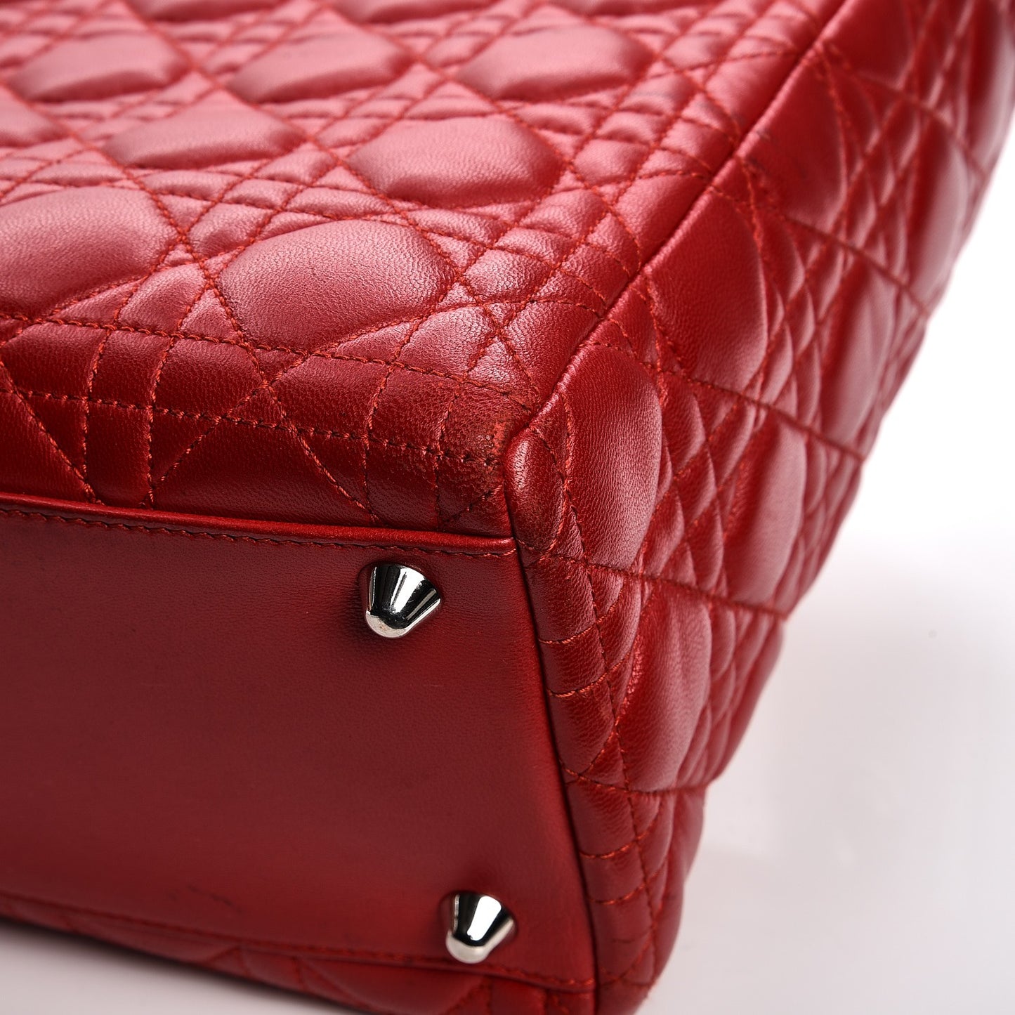 Vintage Lambskin Cannage Large Lady Dior Red