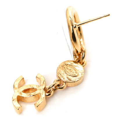 Chanel Metal Resin Disc CC Drop Earrings Gold Pink 4 of 4