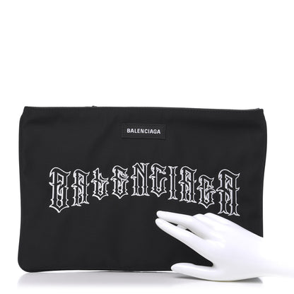 Balenciaga Canvas Tattoo Logo Explorer Zip Pouch Black White 2 of 6