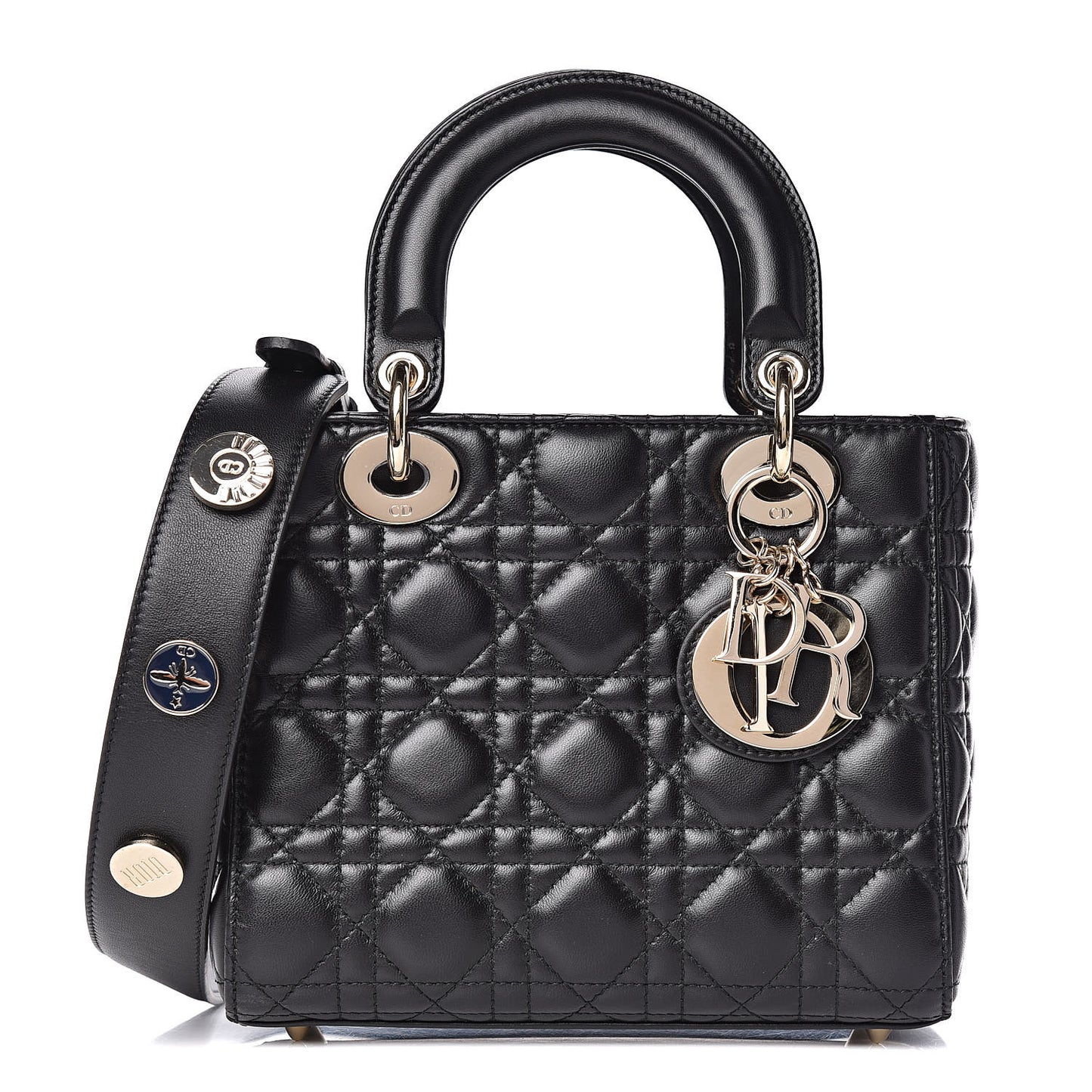 Lambskin Cannage Small Lucky Badges My Lady Dior Black