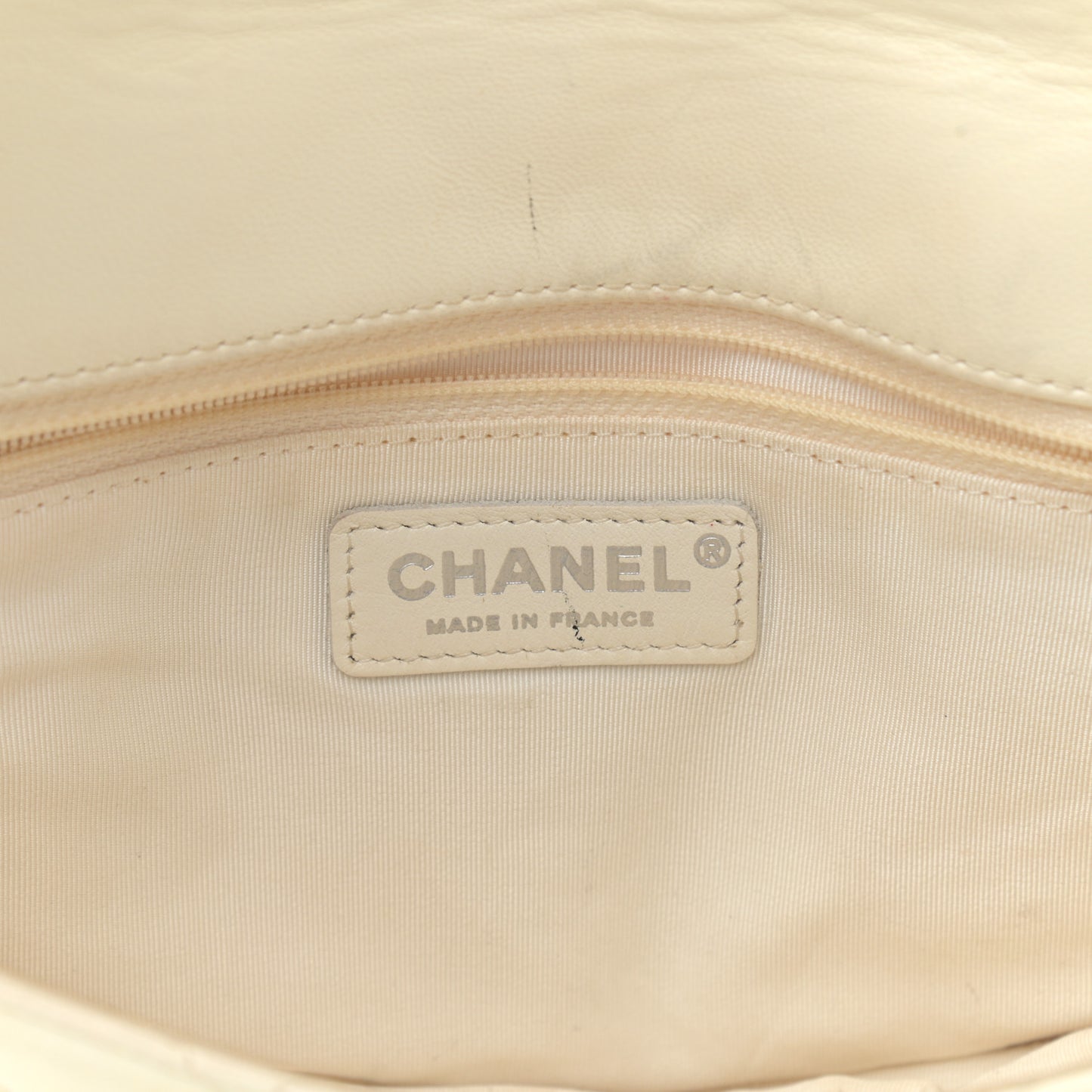 Lambskin Quilted Small Hula Hoop Flap Ivory