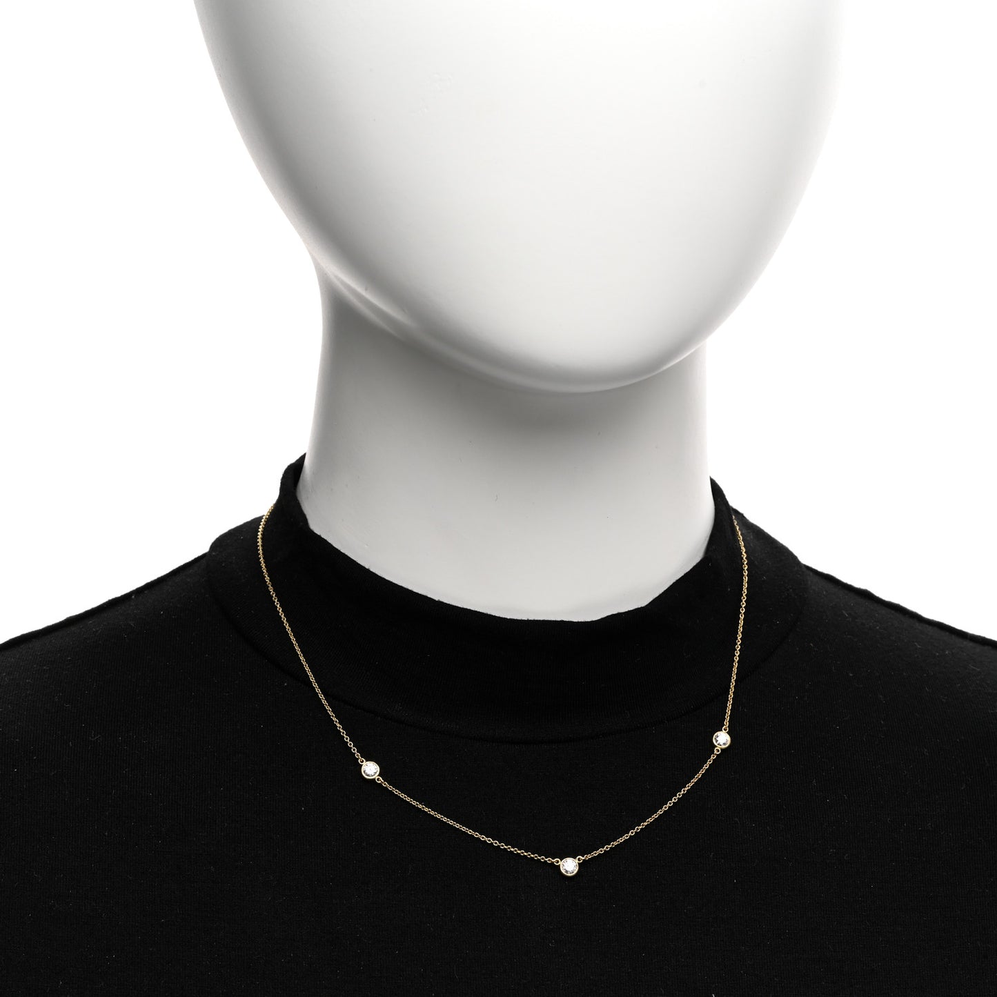 18K Yellow Gold Diamond .42ct Elsa Peretti Diamonds by the Yard 3 Station Necklace