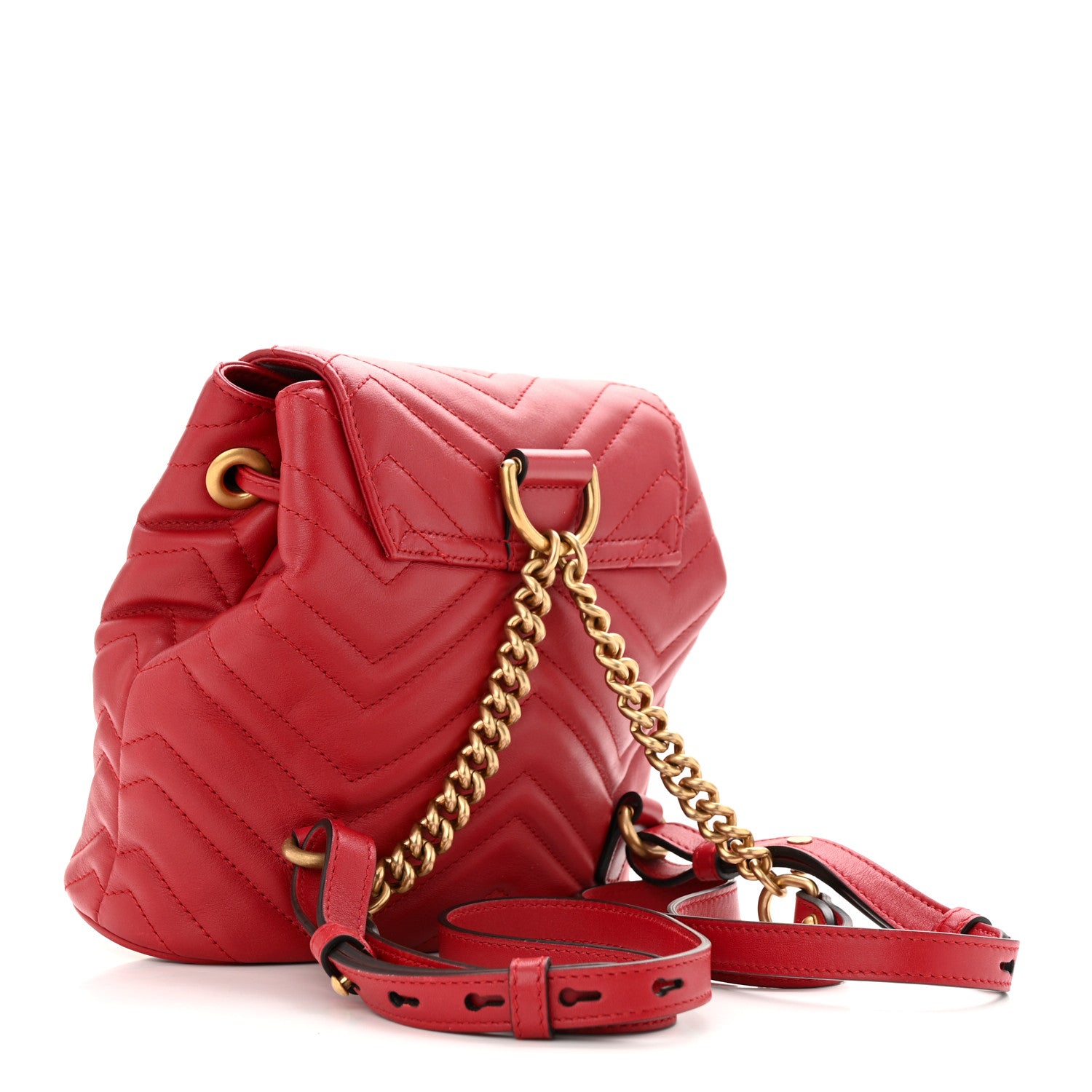 Gucci Calfskin Matelasse GG Marmont Flap Backpack Hibiscus Red 3 of 10