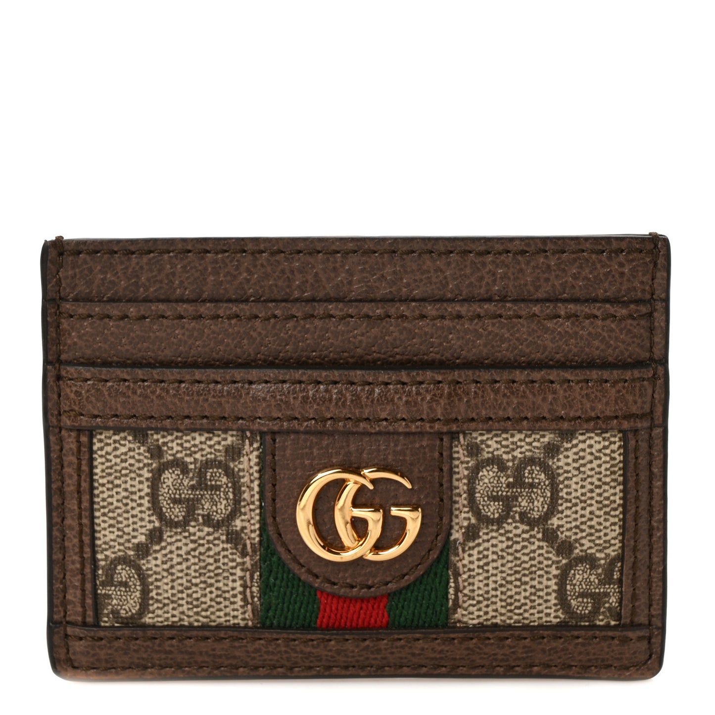 GG Supreme Monogram Ophidia Card Holder Brown