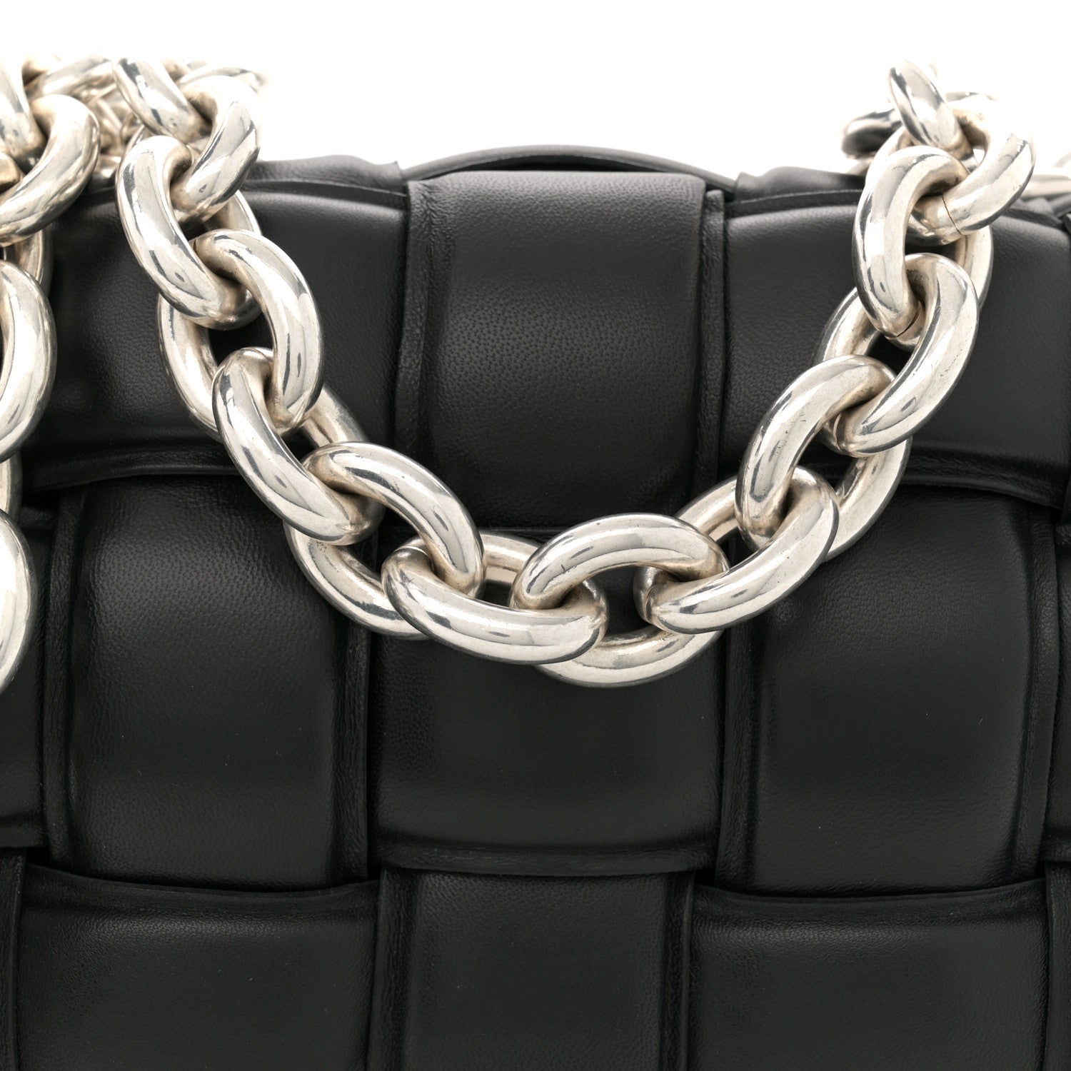 Bottega Veneta Lambskin Maxi Intreccio Padded Chain Cassette Crossbody Bag Black 8 of 11