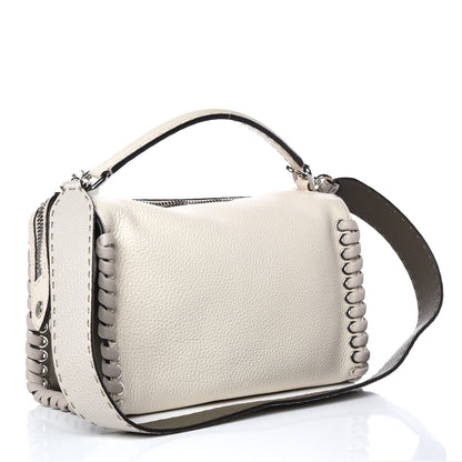 Fendi Cuoio Romano Selleria Vitello Dolce Lace Up Lei Boston Tote Camelia Milk Grigio Polvere 3 of 12