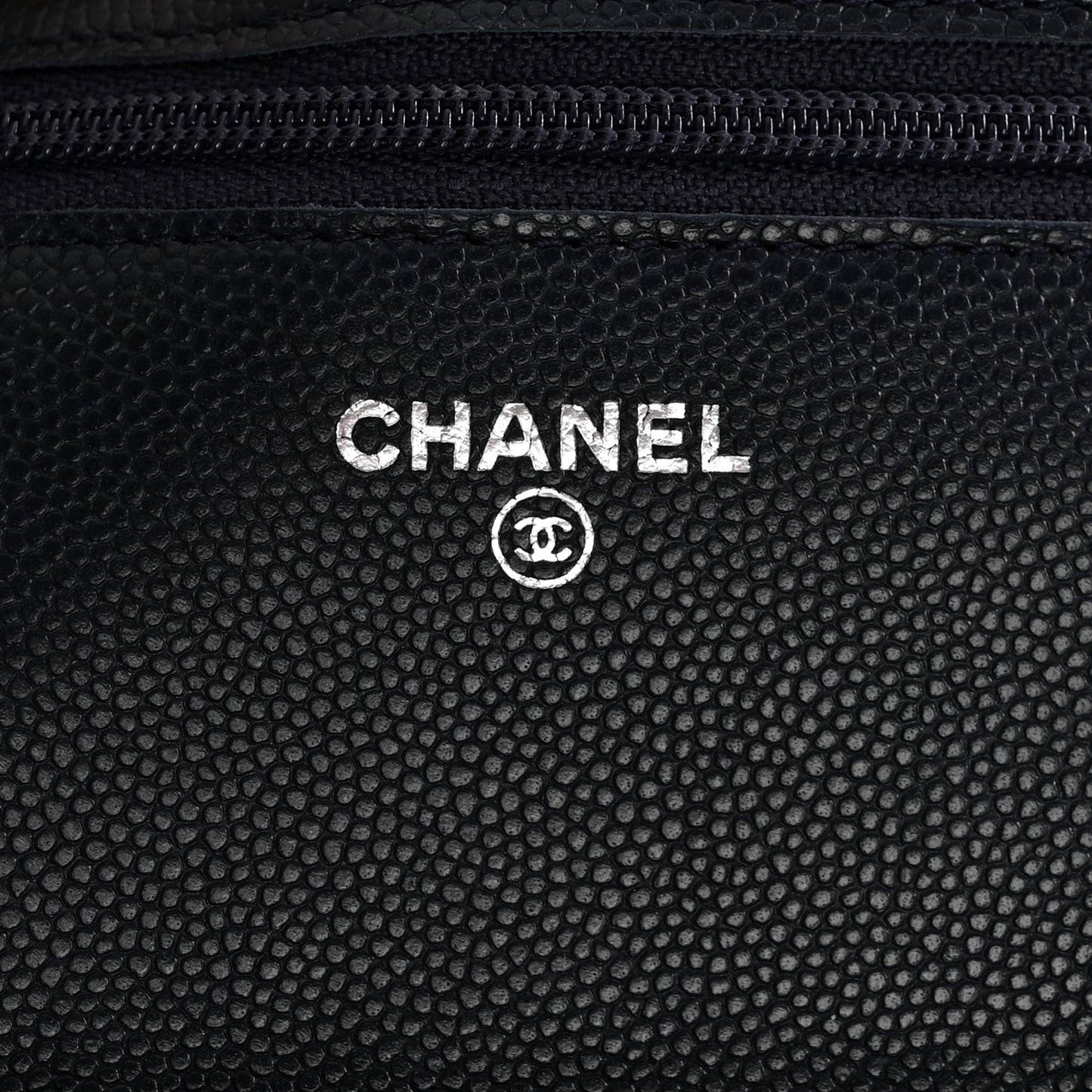 Caviar Quilted Wallet on Chain WOC Navy Blue