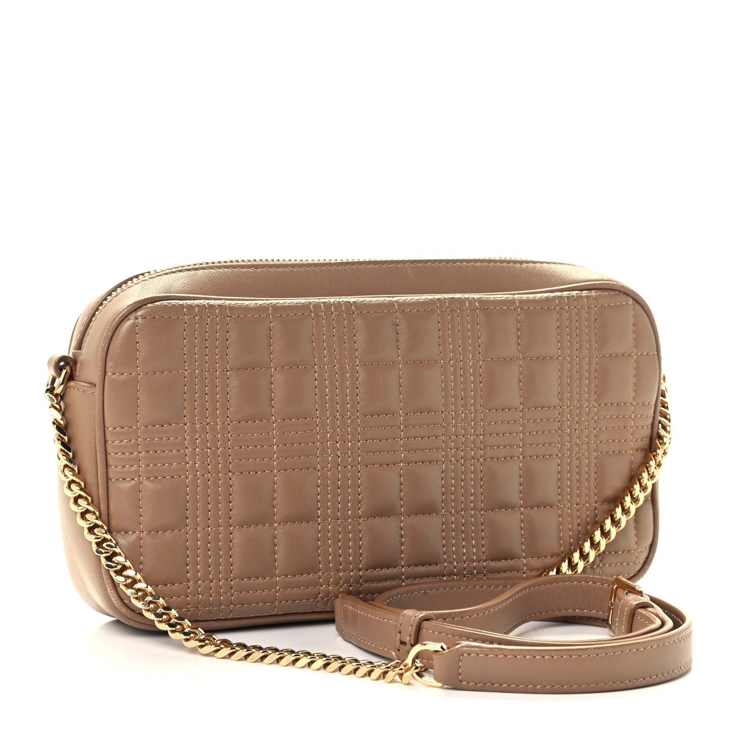 Lambskin Quilted Camera Bag Camel