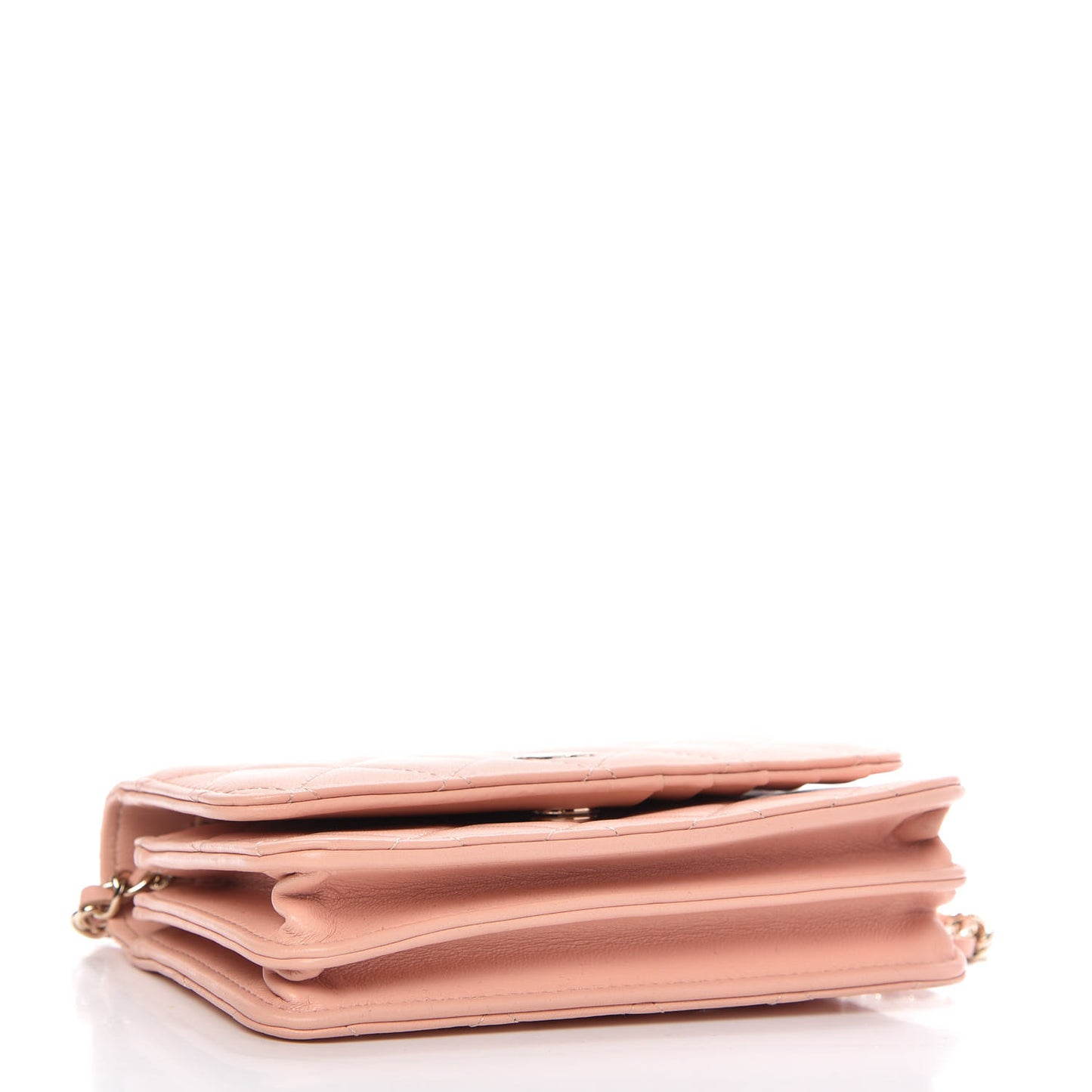 Lambskin Quilted Mini Wallet On Chain WOC Light Pink