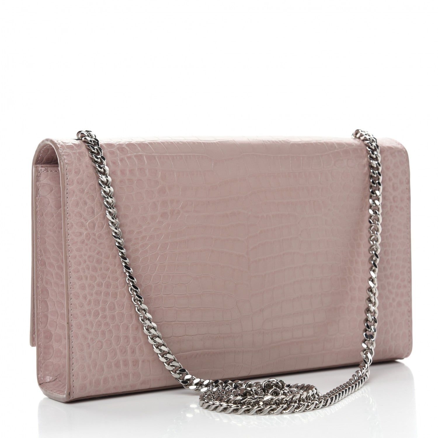 Saint Laurent Calfskin Crocodile Embossed Medium Classic Monogram Kate Tassel Satchel Powder Pink 3 of 10