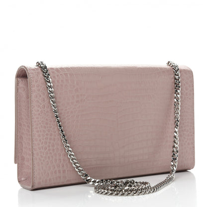Saint Laurent Calfskin Crocodile Embossed Medium Classic Monogram Kate Tassel Satchel Powder Pink 3 of 10