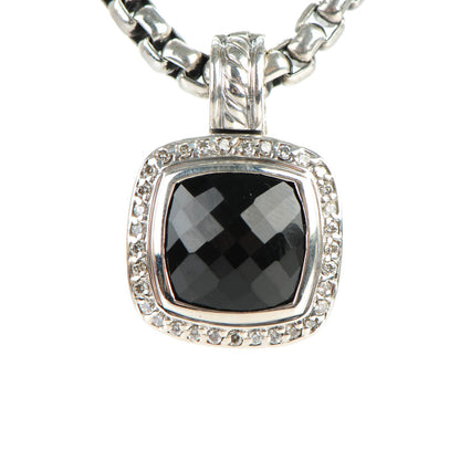 David Yurman Sterling Silver Black Onyx Diamond 10mm Petite Albion Necklace 3 of 5