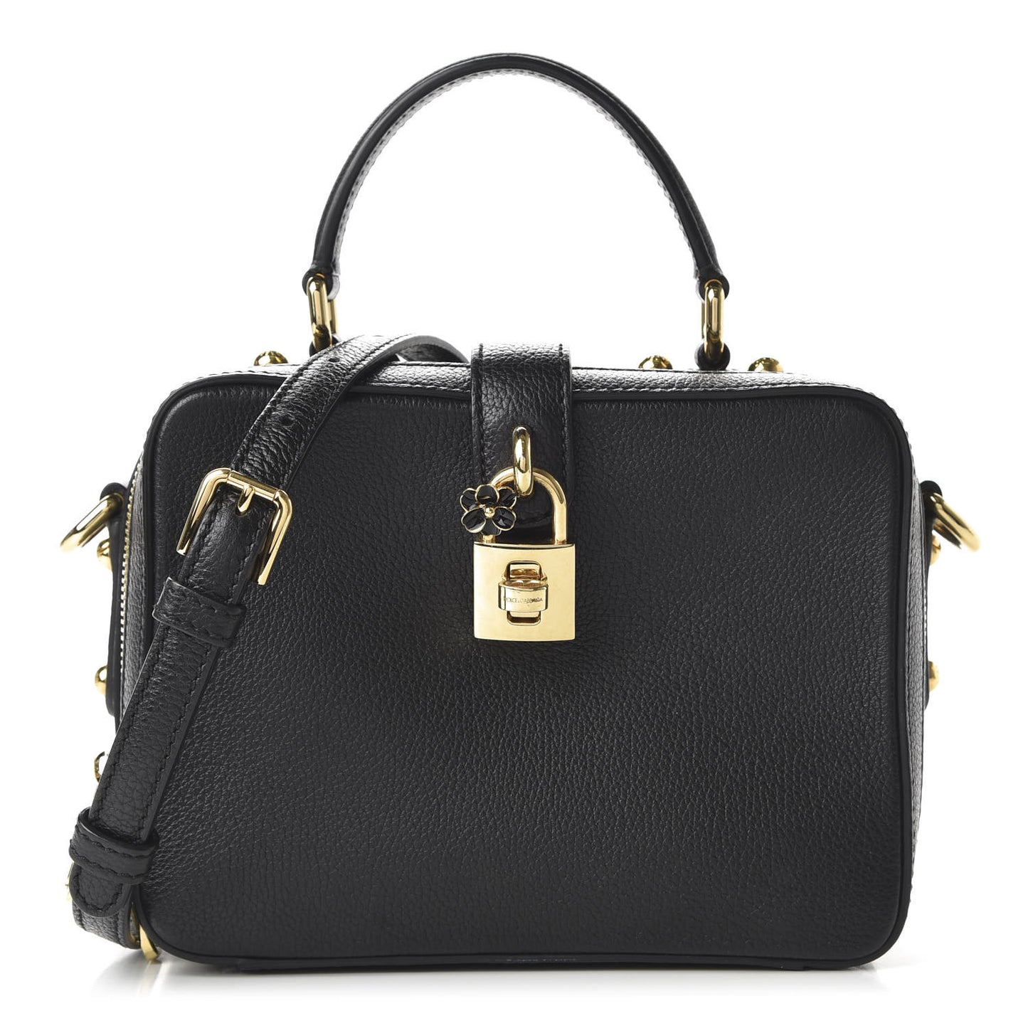 Drummed Calfskin Rosaria Shoulder Bag Black